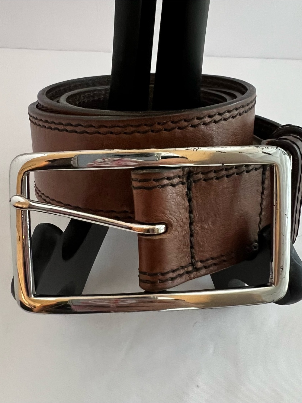 Vtg Banana Republic Triple Stitch Italian Leather Belt Brown Size Style 412259